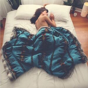 SpiritHoods Grey Wolf Faux Fur Blanket